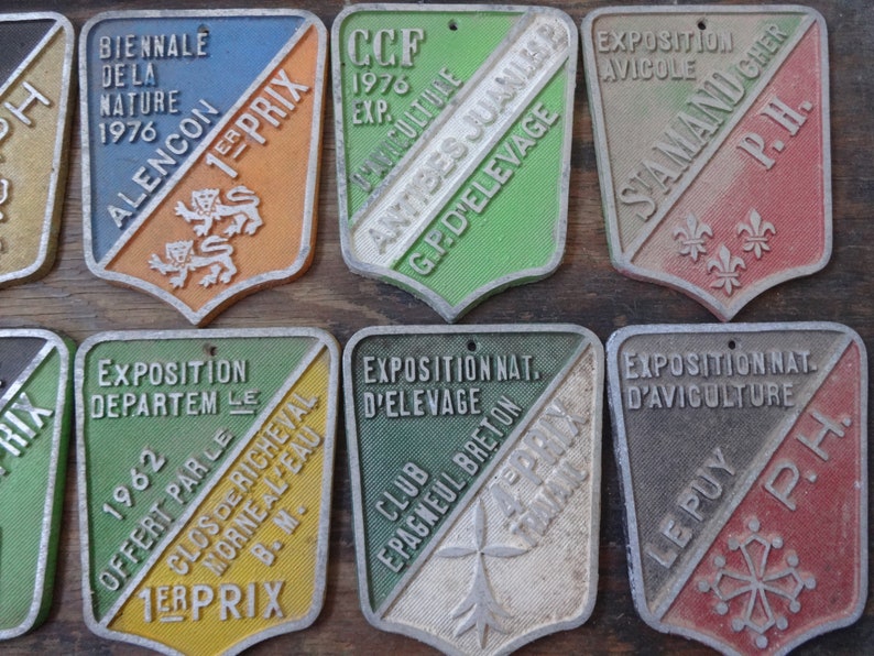 Vintage French agricultural animal show plant produce livestock metal prize trophy plaque agriculture prize circa 1960-80/'s English Shop