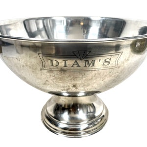 Vintage French Extra Large Ice Bucket Cooler Wine Champagne Diam's Bar Decor Display Wedding Metal circa 1990's / EVE