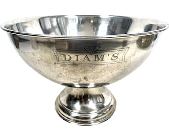 Vintage French Extra Large Ice Bucket Cooler Wine Champagne Diam's Bar Decor Display Wedding Metal circa 1990's / EVE