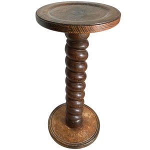 Vintage French Pedestal Leg Display Plinth Stand Wooden Wood Small Table Round Plant Rest Tabouret c1950-60&#39;s / EVE
