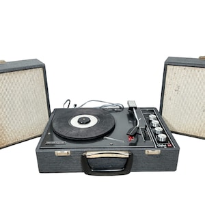 Vintage French Cartel Cased Record Player With Case Speakers Audio Equipment circa 1950-60's / EVE