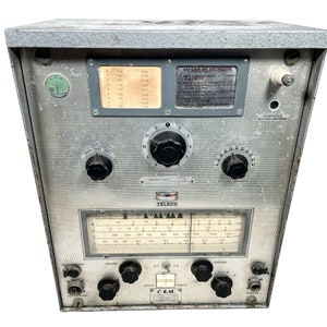Vintage French Teleco Maritime Ships Radio Art Deco Style Valve Radio Metal Cased Case Movie Prop Project Period Piece c1950-60&#39;s / EVE