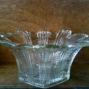 Vintage English large heavy glass fruit sweet pudding display bowl vase circa 1950&#39;s / EVE of Europe