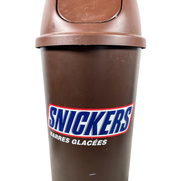 Vintage Français Snickers Barres Glacees Ice Cream Marathon Brown déchets de papier en plastique poubelle bureau vers les années 2000 / EVE