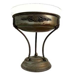 Antique French Small Metal Glass Pedestal Pot Bowl Dish Catch-All Serving Sweet Candy Jewellery circa 1910-20&#39;s / EVE