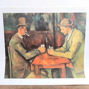 ヴィンテージ フランスの巨匠版画 Les Joueurs De Cartes (1890-1895) 複製、裏に歴史あり、1970 年代頃 / EVE of Europe