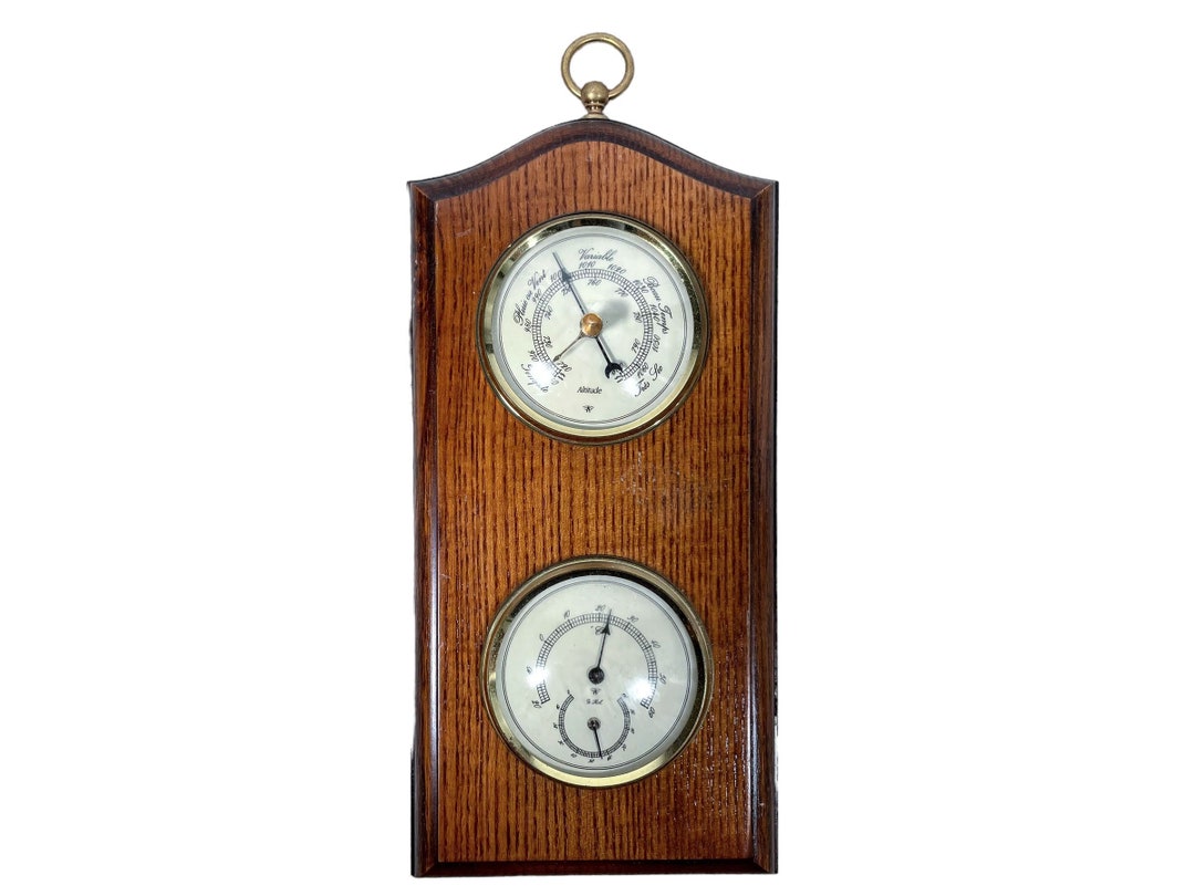 Fischer 9176-22 Station météo avec thermomètre, baromètre, hygromètre, boîtier en bois véritable fabriqué en Allemagne