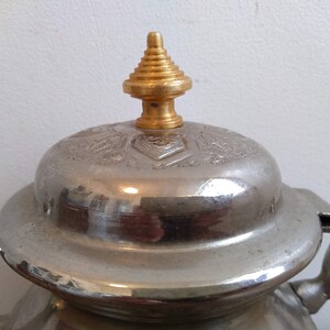 Vintage Moroccan Metal Small Decorated Handled Kettle Tea Teapot Pot Brewing circa 1960-70's / EVE of Europe image 3