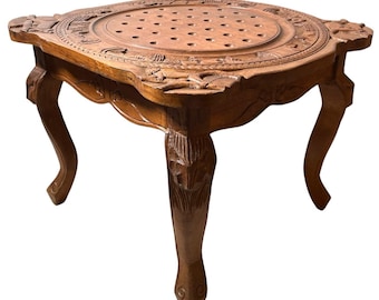 Vintage Thai Asian Solitaire Side Table Plant Stand Wooden Square Shaped Shelf Rest Plinth Tabouret c1980-90's / EVE