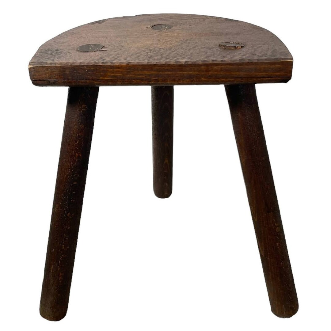 Vintage French Wooden Tripod Leg Milking Stool Chair Seat Table Farm D ...