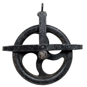 Vintage French Well Farm Commercial Shop Industrial Rope Pulley Pully Wheel Lifting circa 1940-50&#39;s / EVE