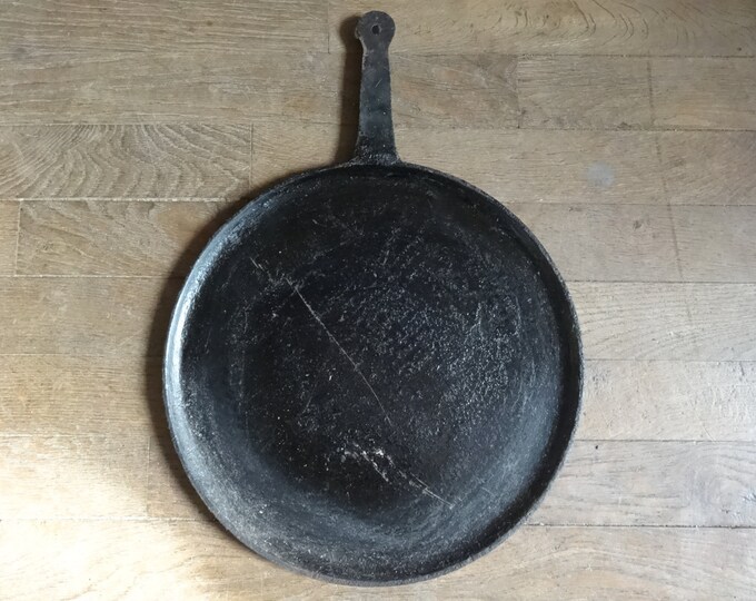 Antique French Cast Iron Large Crepe Pancake Stove Top Hanging Etsy