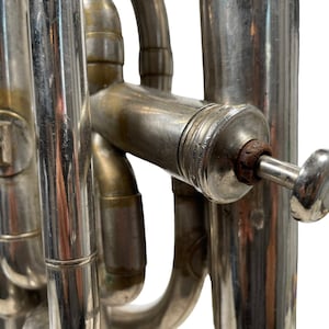 Vintage Tuba A. Laurent Paris French Traditional Musical Instrument Brass Silver circa 1950-60's / EVE image 8