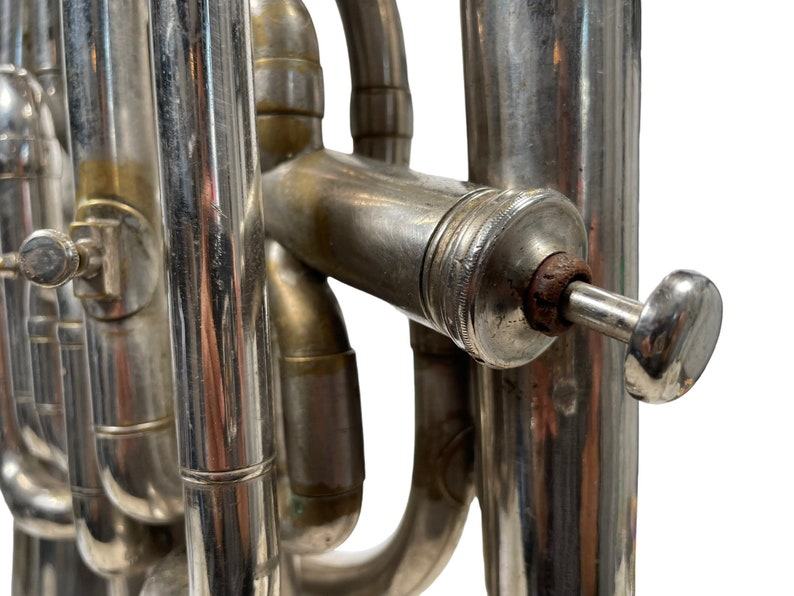 Vintage Tuba A. Laurent Paris French Traditional Musical Instrument Brass Silver circa 1950-60's / EVE image 8