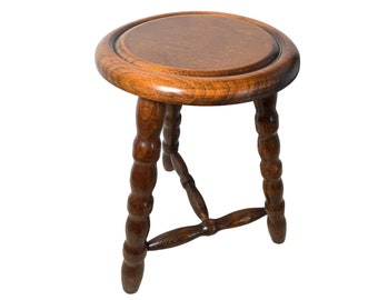 Hocker, Pflanzenständer, Vintage-Stil, französischer Holzstuhl, Sitz, Küchen-Beistelltisch, Küchentopf-Sockel, Display-Tabouret, ca. 1970er Jahre / EVE