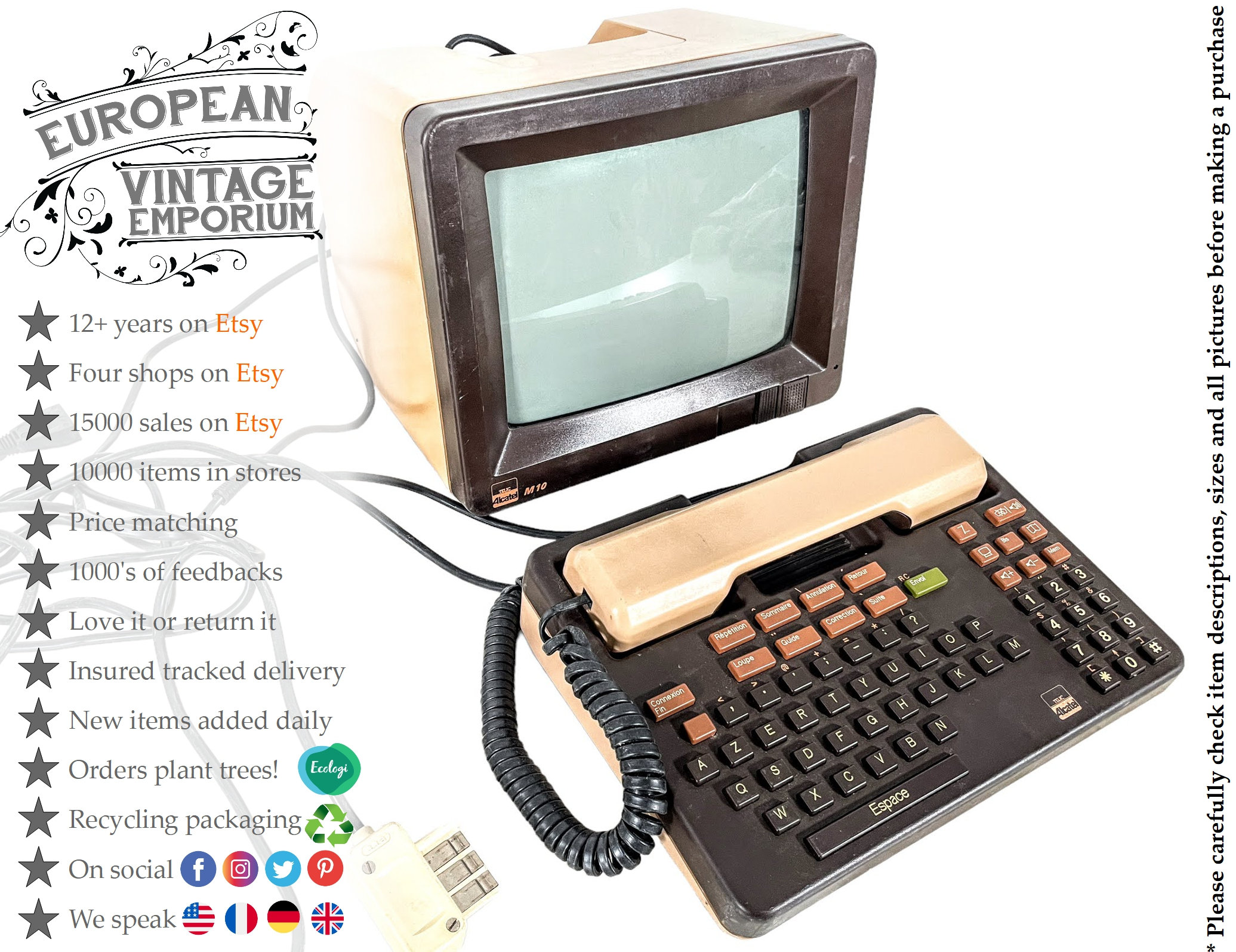 Prix De Vente D Un Minitel Ancien Vintage Français Minitel M10 Telic Alcatel Message System - Etsy France