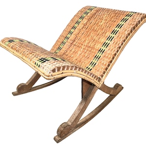 Vintage Canework Footstool French Rocking Wood Wooden Foot Stool Rest Footrest Conservatory Desk Orthopaedic Gout c1970&#39;s / EVE