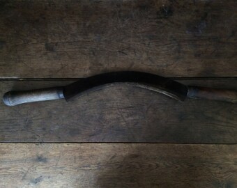 Vintage French leather working tool hide sheep skin curler scratching fur off hide tannery circa 1920's / English Shop