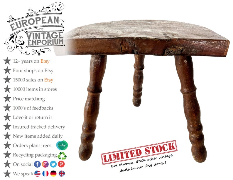 Vintage Stool French Wooden Wood Milking Chair Seat Kitchen - Etsy