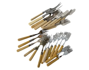 Vintage Antique English Mixed Lot Bakelite Handled Forks Cutlery Silverware Flatware Others Available Restaurant Wedding c1910-50's / EVE