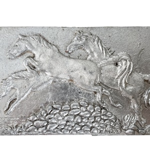 Vintage French Horse Plaque metal prize trophy prize wall decor display circa 1980-90&#39;s / EVE