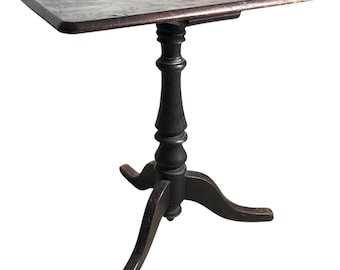Antique French Side Table Stand Varnished Wood Tabouret Worn Old Simple Functional c1920's / EVE