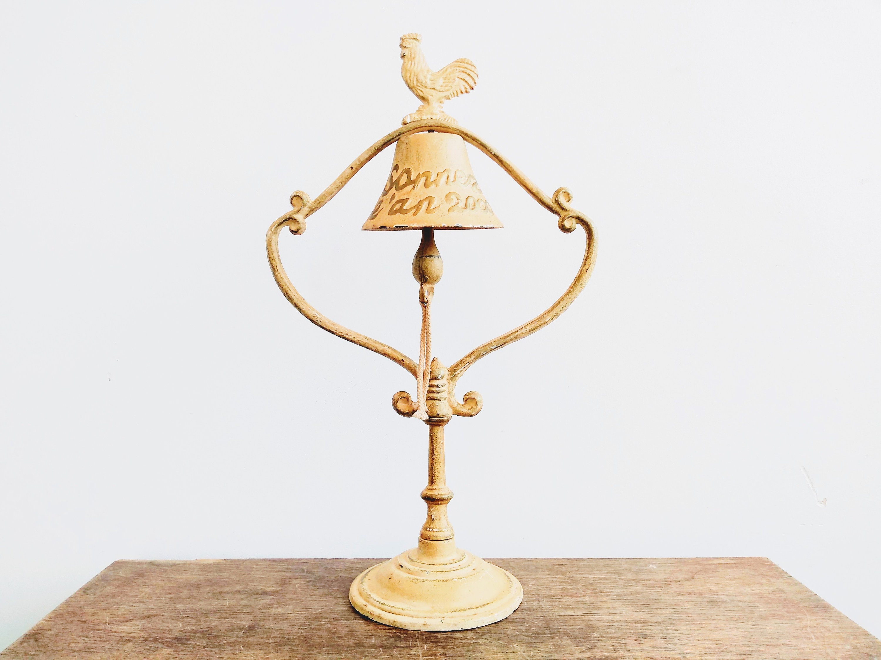 Vintage French Cast Iron Metal Bell Door Dinner Alarm Knocker Ringing Garden Doorbell Warning Alert Circa 1999/Eve Of Europe