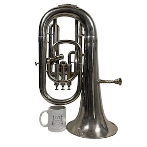 Vintage Tuba A. Laurent Paris French Traditional Musical Instrument Brass Silver circa 1950-60's / EVE image 3