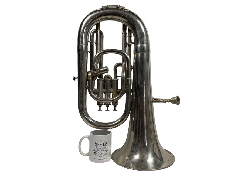 Vintage Tuba A. Laurent Paris French Traditional Musical Instrument Brass Silver circa 1950-60's / EVE image 3