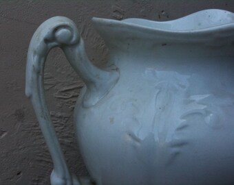 Vintage English large heavy white water washing jug white ceramic circa 1910-20's / EVE of Europe