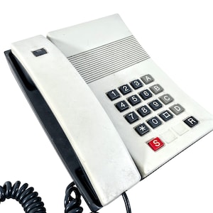 Vintage French Grey Black Push Button Telephone circa 1980-90's / EVE