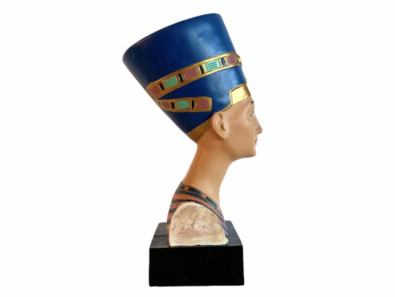古代エジプトの女王ネフェルティティ像小さな頭と胸像の樹脂像の置物