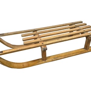 Vintage French Wood Wooden Snow Sled Sledge Sledging circa 1980's / EVE