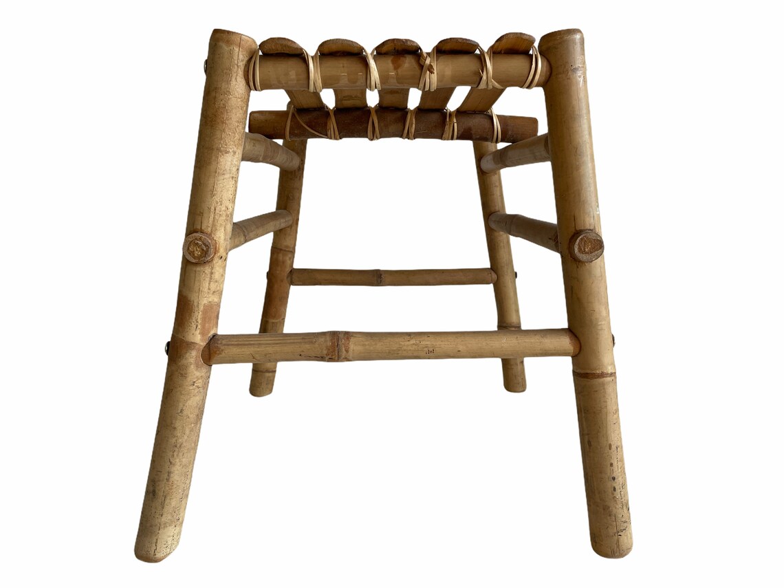 Vintage Vietnamese Bench Stool Bamboo Pole Wood Wooden Pole Etsy