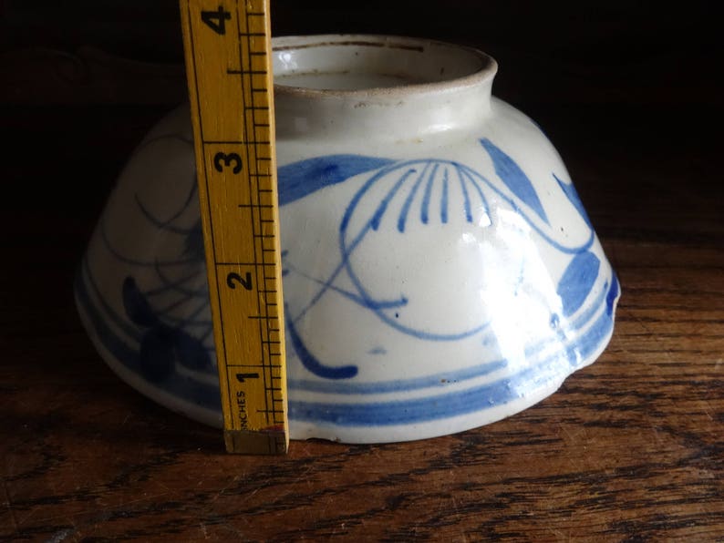 Antique Chinese White Blue Large Rice Noodle Serving Bowls Dish Damaged Chipped circa 1800's / EVE of Europe image 4
