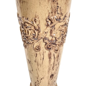 Vintage French Heavy Large Vase Or Umbrella Stick Stand Pot Pottery Beige c1960-70&#39;s / EVE