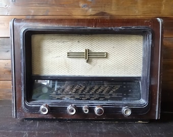 Vintage French Large Radio Ducretet Thomson Wooden Cased Case Speakers circa 1940-50's / EVE of Europe