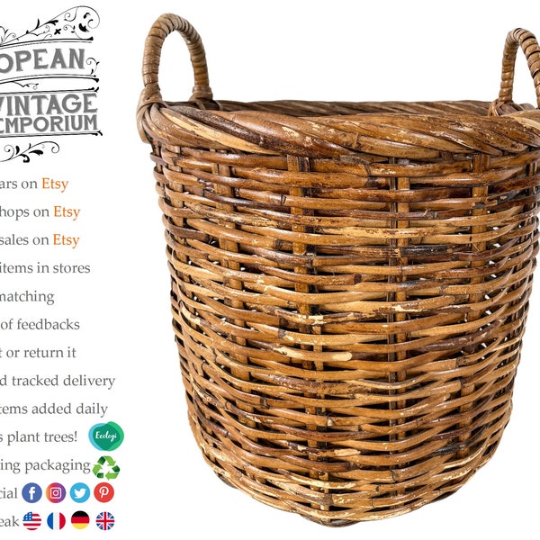 Vintage Log Basket Etsy