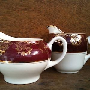 Vintage English ceramic creamers mismatched set of 2 cream milk gravy custard jug pitcher circa 1940&#39;s / EVE of Europe