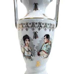 Vintage French Napoleon Josephine White Porcelain Ceramic Pot Vase Urn plant storage display circa 1960-70&#39;s / EVE
