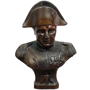 Vintage French Napoleon Bust Small Metal Figurine Display Ornament circa 1970-80&#39;s / EVE