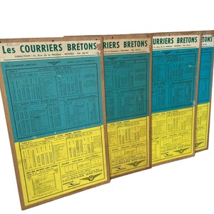 Vintage French Bus Stop Coach Timetable Courriers Bretons La Gacilly Rennes Ploermel circa 1957 / EVE image 7