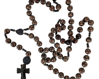 Vintage French Lourdes Large Long Wooden Rosary Crucifix Catholic religious rosaries circa 1950-60's / EVE