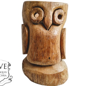 Vintage French Wooden Owl Desk Bedside Lounge Office Standing Electric Lamp Light Log Display Prop circa 1970&#39;s / EVE of Europe