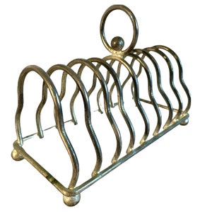 Vintage English Metal Toast Fois Gras Letter Envelope Breakfast Rack Stand Display Desk Gift circa 1950-60&#39;s / EVE of Europe