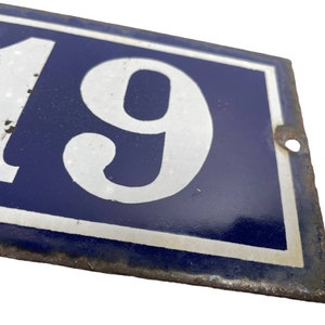 Vintage French Metal House Number 19 Nineteen Sign House Warming Gift Tile Decor circa 1940-50's / EVE image 5