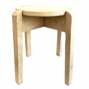 Vintage French Home Made Shaped Stand Plinth Stool Bench Display Wooden Wood Chair Side Prop Plant Pot Tabouret c1990&#39;s / EVE