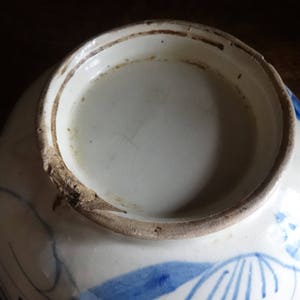 Antique Chinese White Blue Large Rice Noodle Serving Bowls Dish Damaged Chipped circa 1800's / EVE of Europe image 3