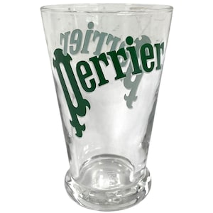 Vintage French Large Perrier Drinking Glass Glasses Water Retro Bar Cafe France Multiples Available circa 1980s / EVE
