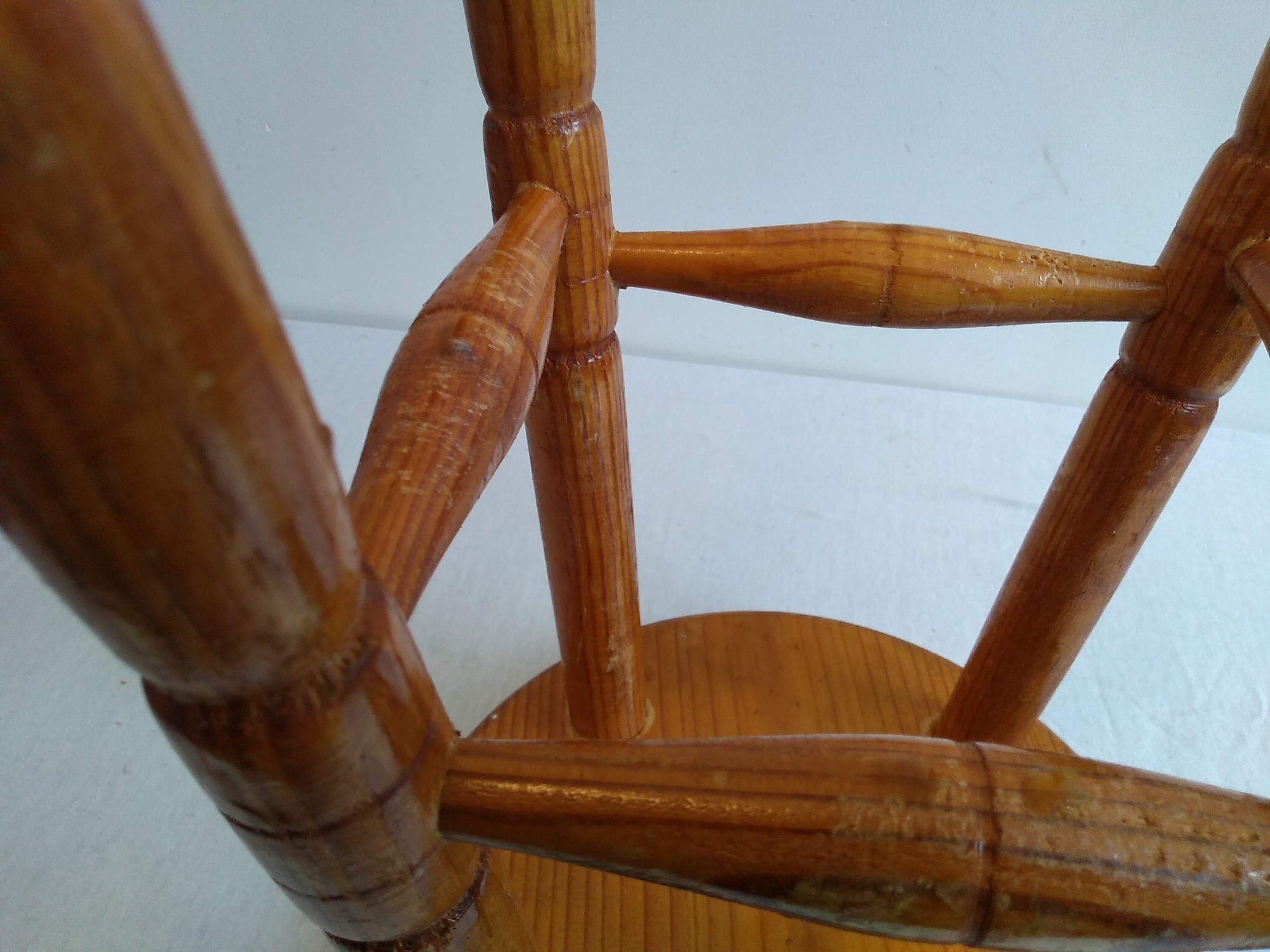 Vintage Stool French Medium Wooden Wood Milking Chair Seat Kitchen ...